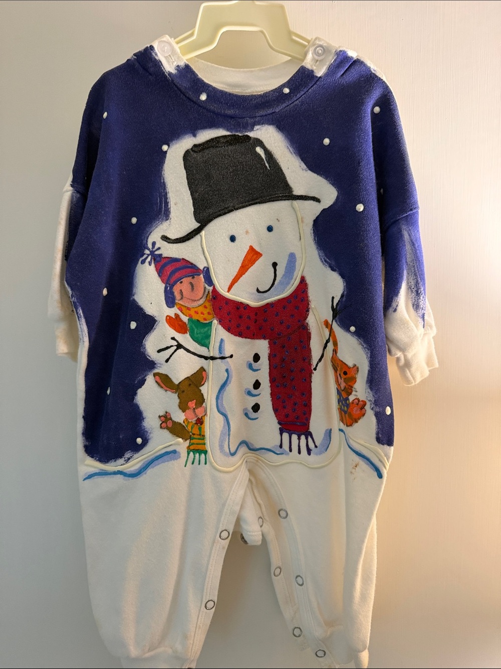 Unbranded Navy & White Snowman Baby One-Piece Bodysuit